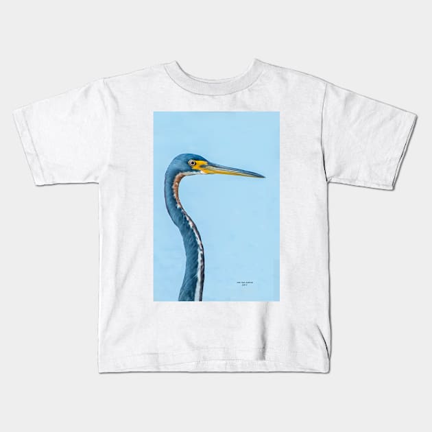 Blue heron Kids T-Shirt by joesaladino